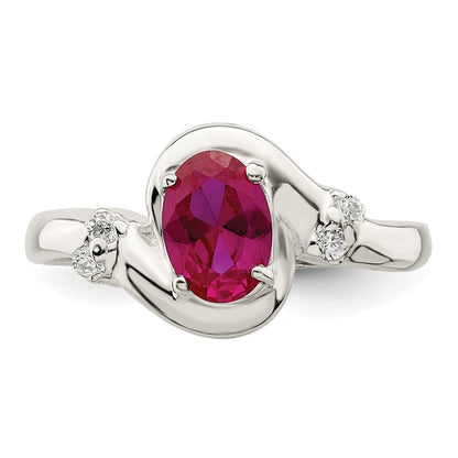 Sterlingsilber Rot Oval Zirkonia Ring