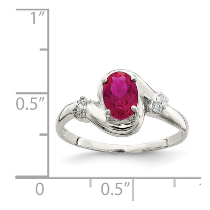Sterlingsilber Rot Oval Zirkonia Ring