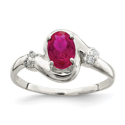Sterlingsilber Rot Oval Zirkonia Ring