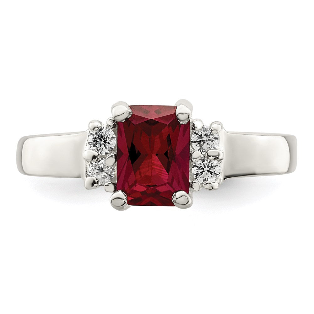 Sterlingsilber Rot & Weiß Zirkonia Ring