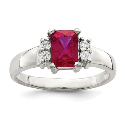 Sterlingsilber Rot & Weiß Zirkonia Ring