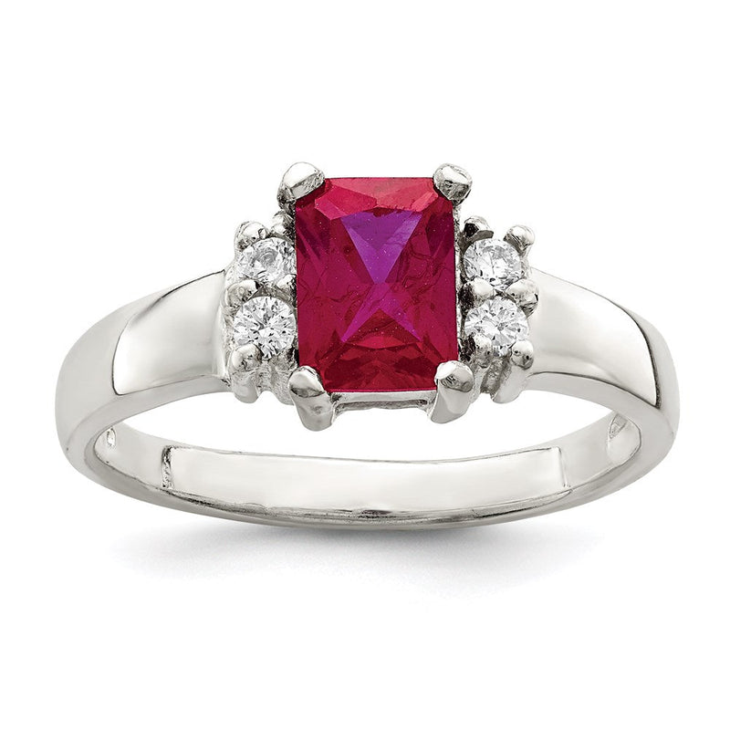 Sterlingsilber Rot & Weiß Zirkonia Ring