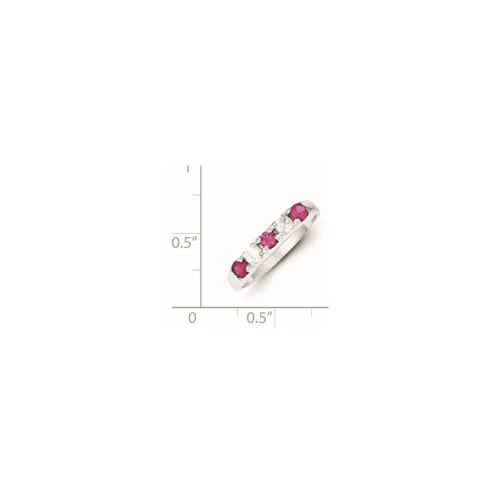 Sterlingsilber Rot & Weiß Zirkonia Ring (size 7 Nur)