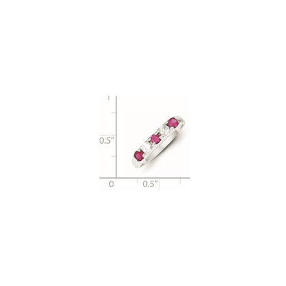 Sterlingsilber Rot & Weiß Zirkonia Ring (size 7 Nur)