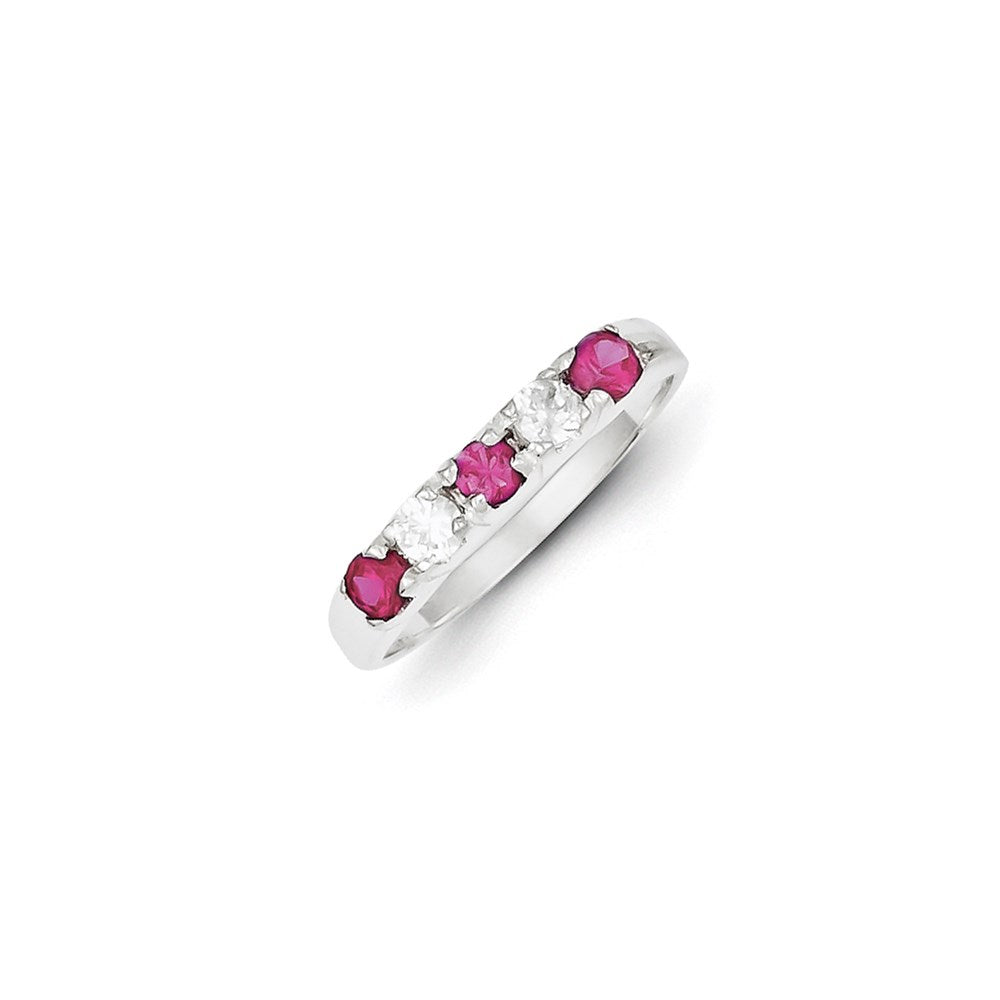 Sterlingsilber Rot & Weiß Zirkonia Ring (size 7 Nur)