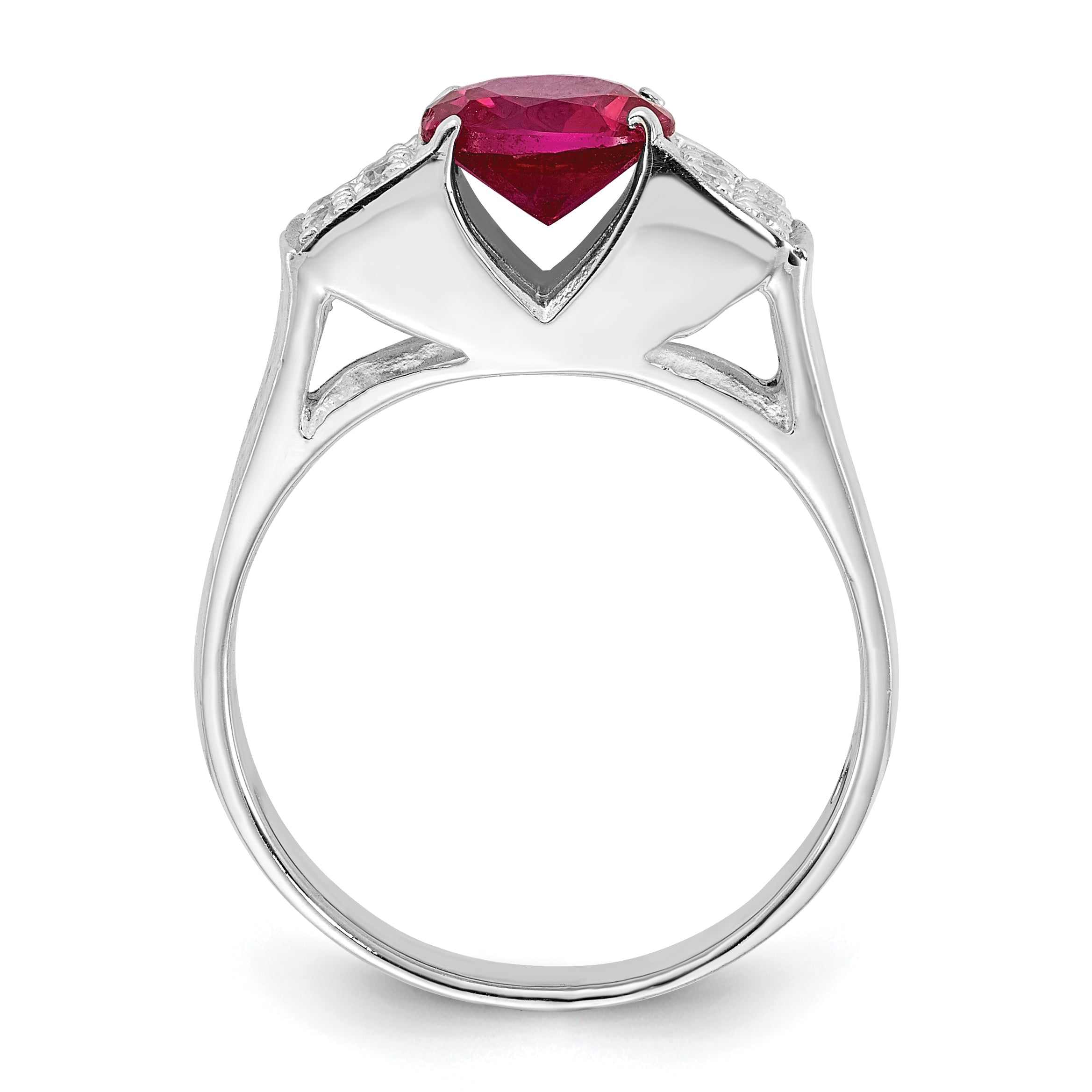 Sterlingsilber Rot Rund Pavé‚äö Sides Zirkonia Ring