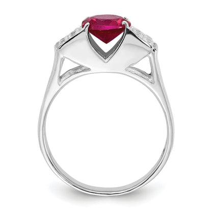 Sterlingsilber Rot Rund Pavé‚äö Sides Zirkonia Ring