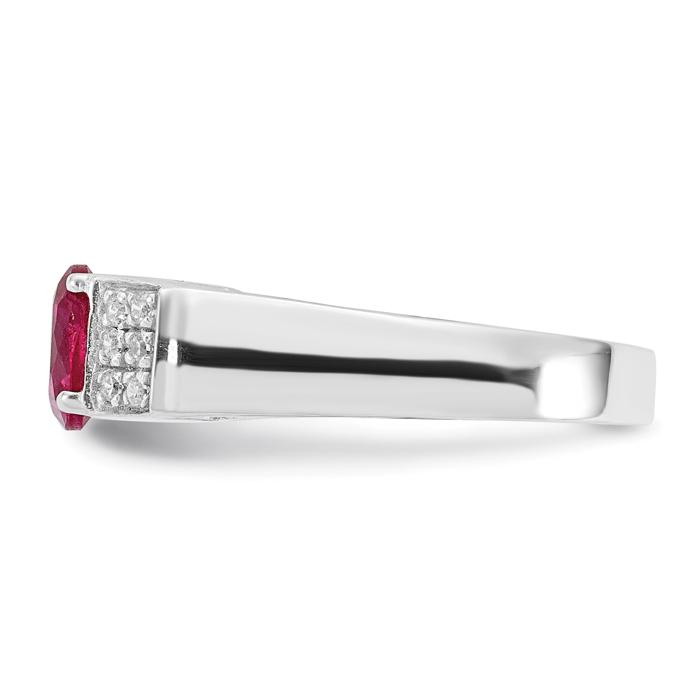 Sterlingsilber Rot Rund Pavé‚äö Sides Zirkonia Ring