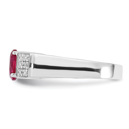 Sterlingsilber Rot Rund Pavé‚äö Sides Zirkonia Ring