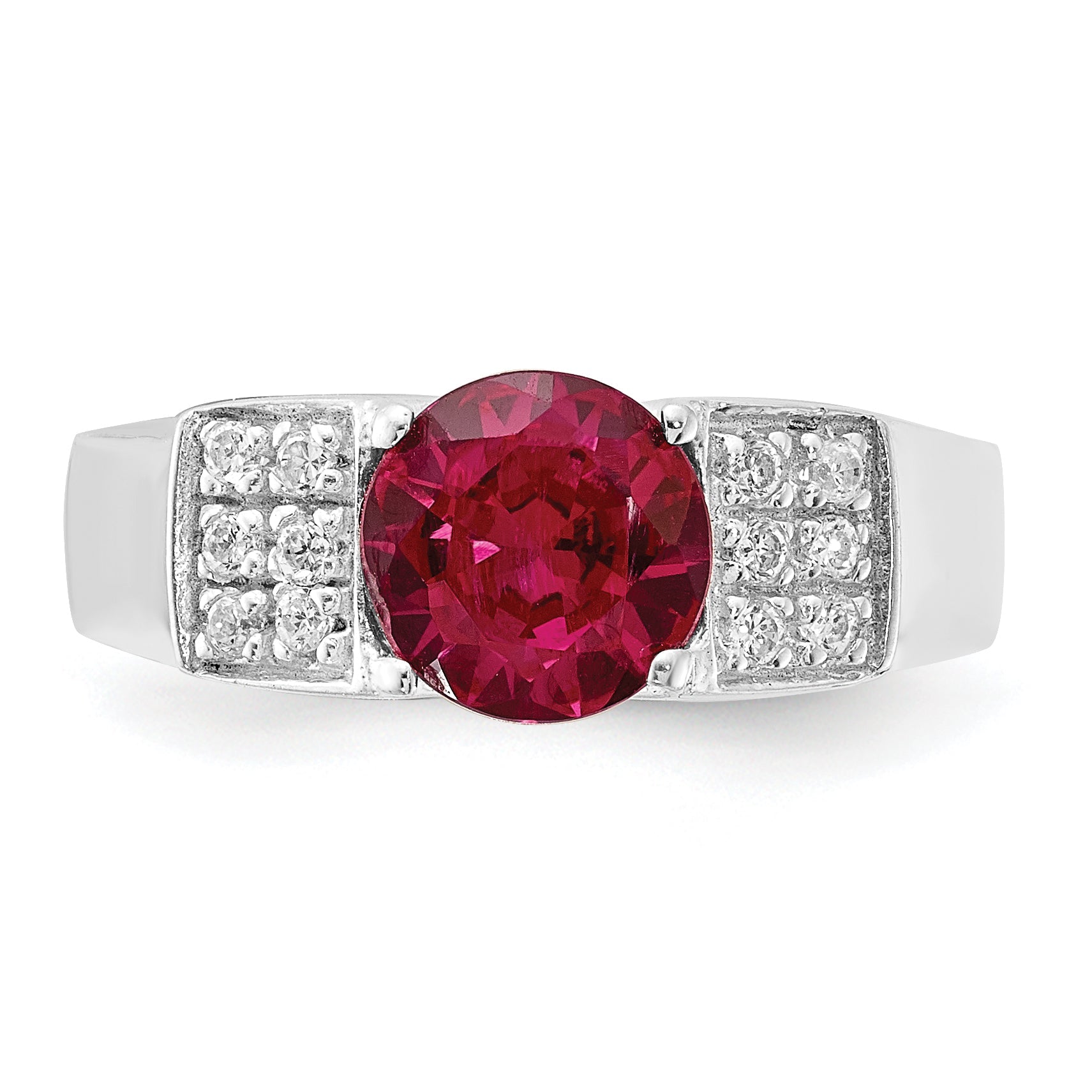Sterlingsilber Rot Rund Pavé‚äö Sides Zirkonia Ring