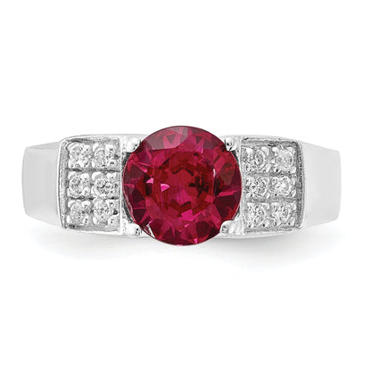 Sterlingsilber Rot Rund Pavé‚äö Sides Zirkonia Ring