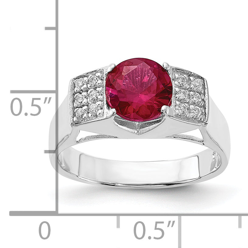 Sterlingsilber Rot Rund Pavé‚äö Sides Zirkonia Ring
