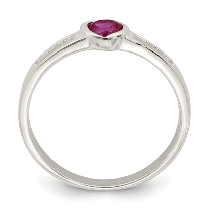 Sterlingsilber Rot Zirkonia Herz Ring