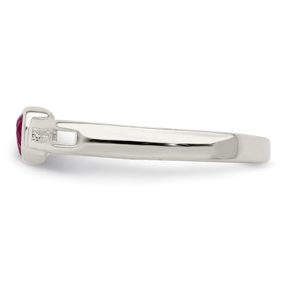 Sterlingsilber Rot Zirkonia Herz Ring