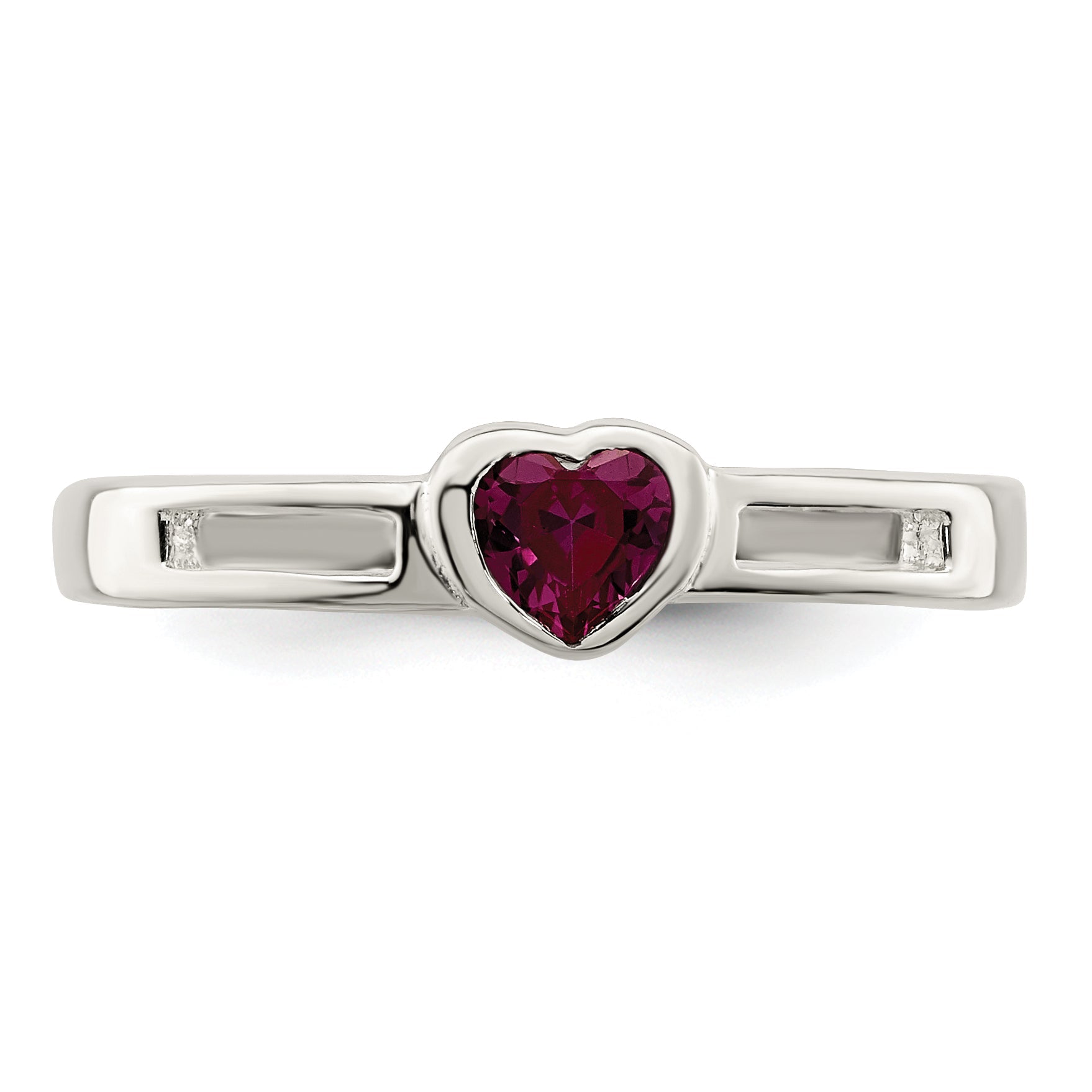 Sterlingsilber Rot Zirkonia Herz Ring