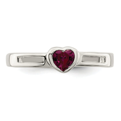 Sterlingsilber Rot Zirkonia Herz Ring