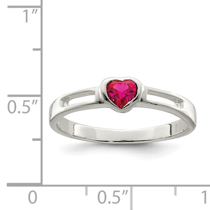 Sterlingsilber Rot Zirkonia Herz Ring