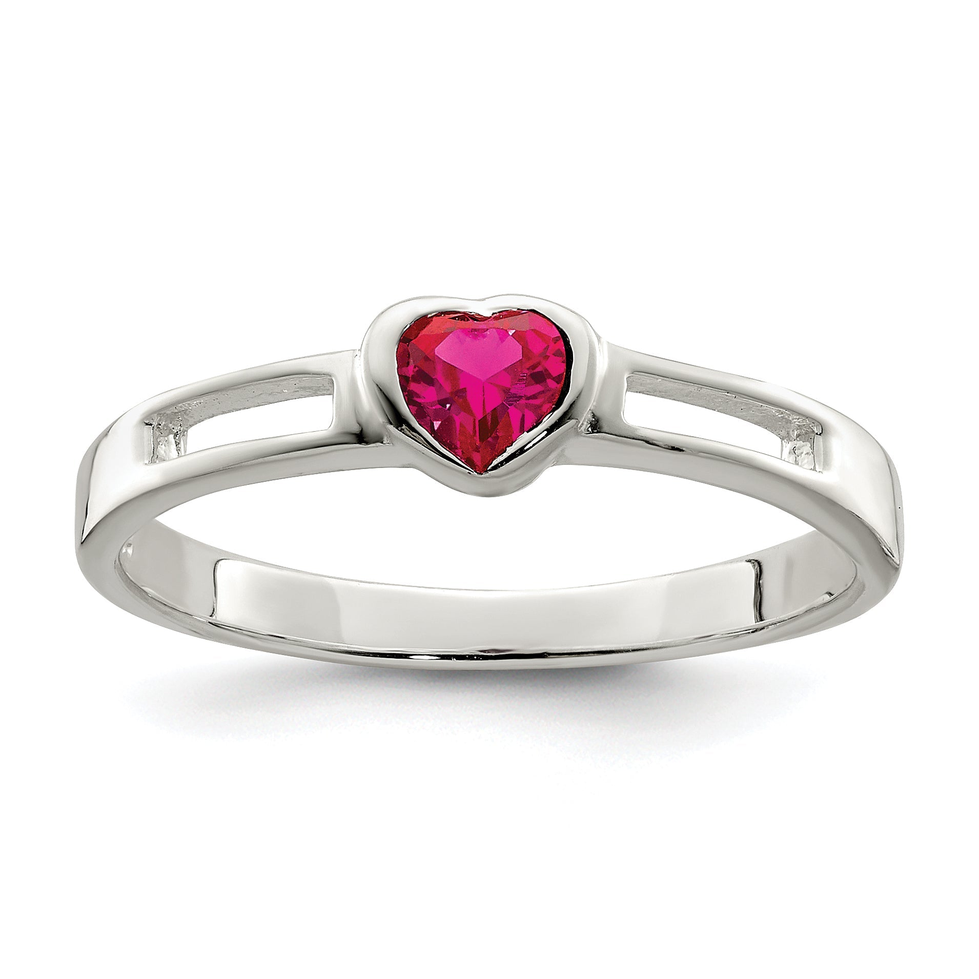 Sterlingsilber Rot Zirkonia Herz Ring