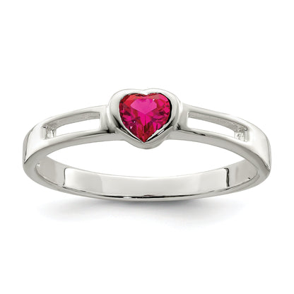 Sterlingsilber Rot Zirkonia Herz Ring