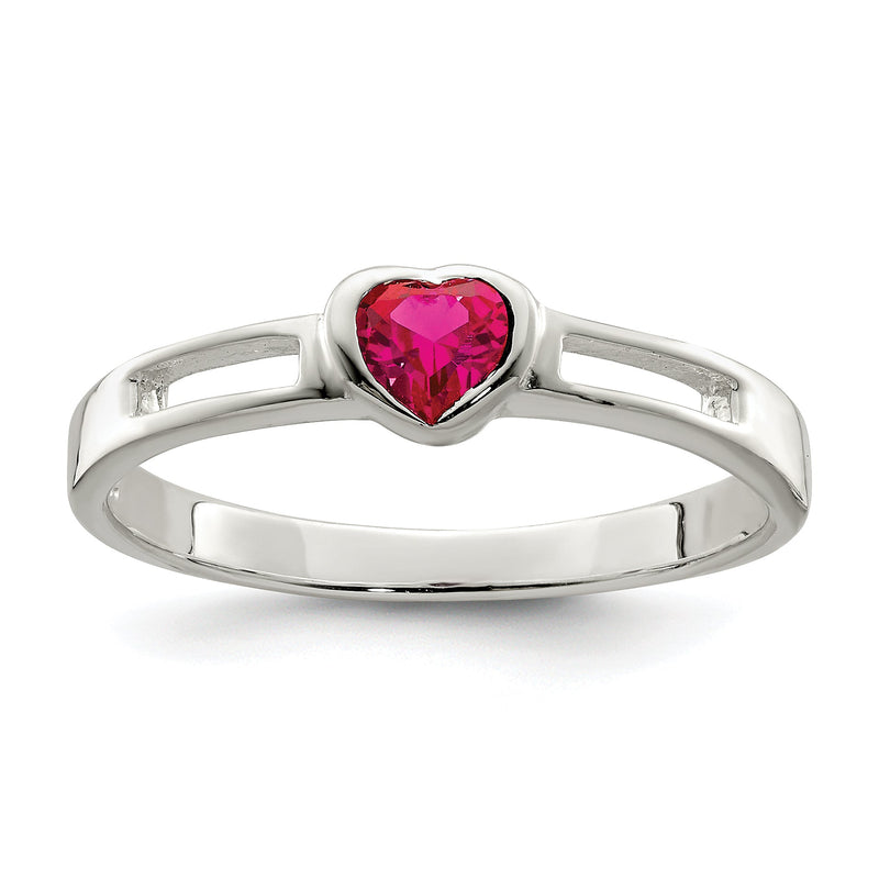 Sterlingsilber Rot Zirkonia Herz Ring
