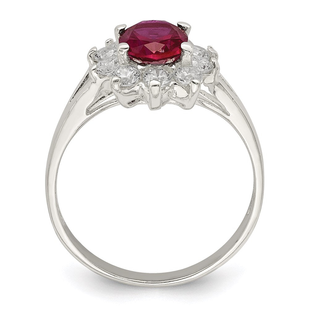 Sterlingsilber Rot Oval Zirkonia Cluster Ring