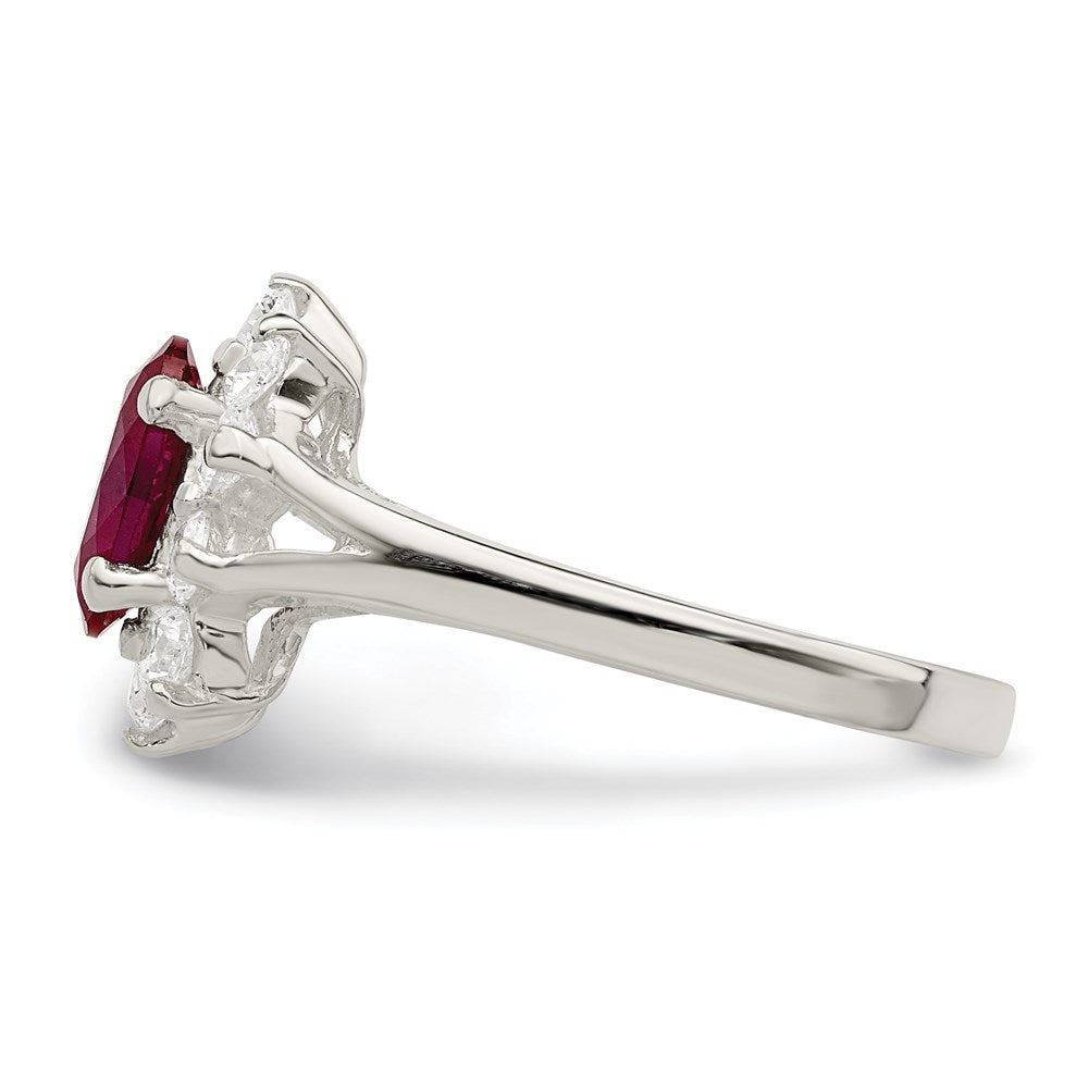 Sterlingsilber Rot Oval Zirkonia Cluster Ring