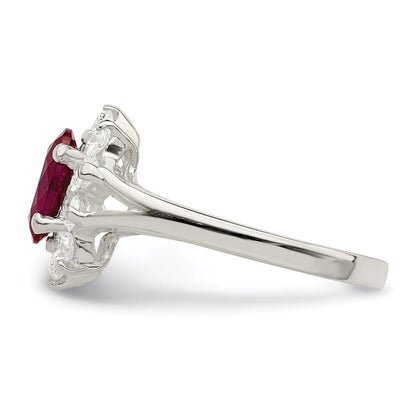 Sterlingsilber Rot Oval Zirkonia Cluster Ring