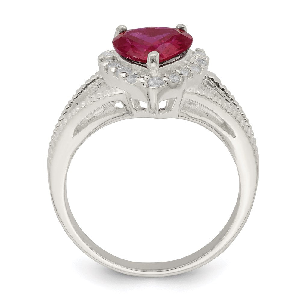 Sterlingsilber Rot Zirkonia Herz Ring