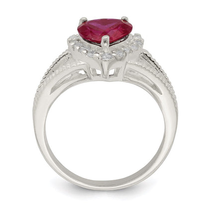 Sterlingsilber Rot Zirkonia Herz Ring