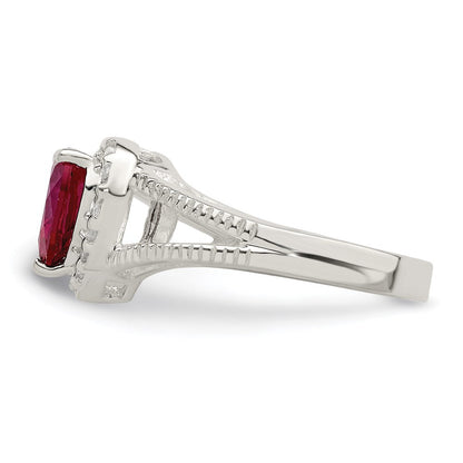 Sterlingsilber Rot Zirkonia Herz Ring