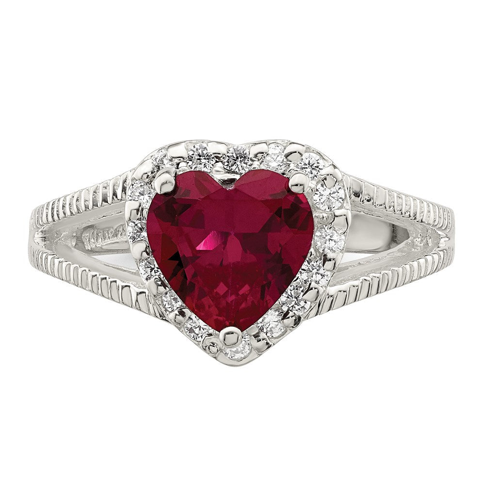 Sterlingsilber Rot Zirkonia Herz Ring