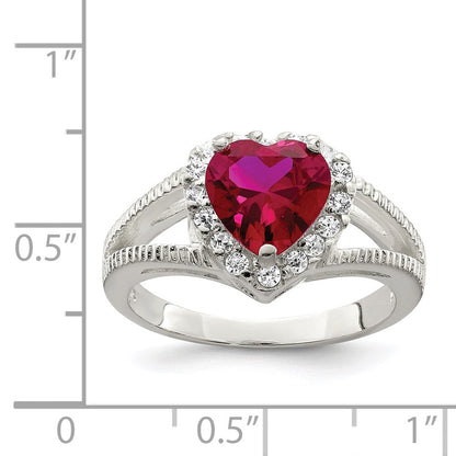Sterlingsilber Rot Zirkonia Herz Ring
