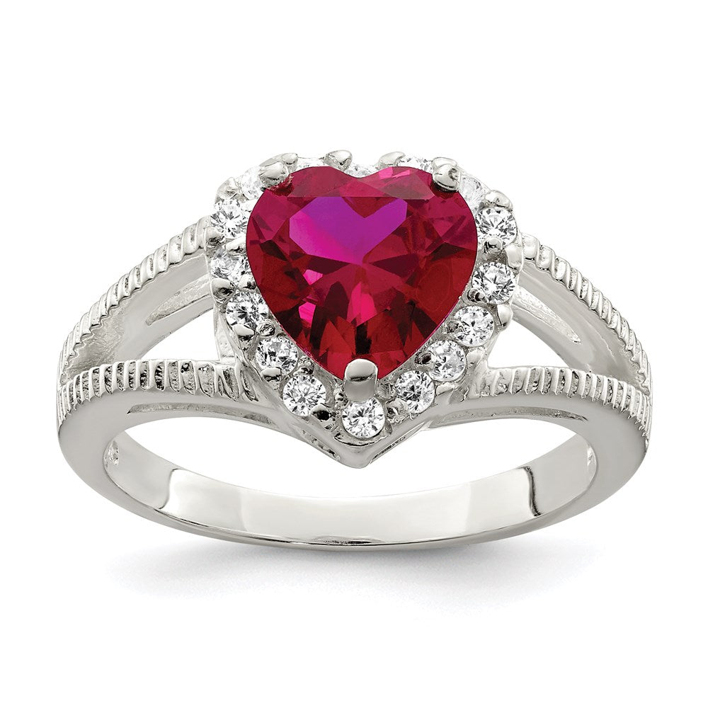 Sterlingsilber Rot Zirkonia Herz Ring