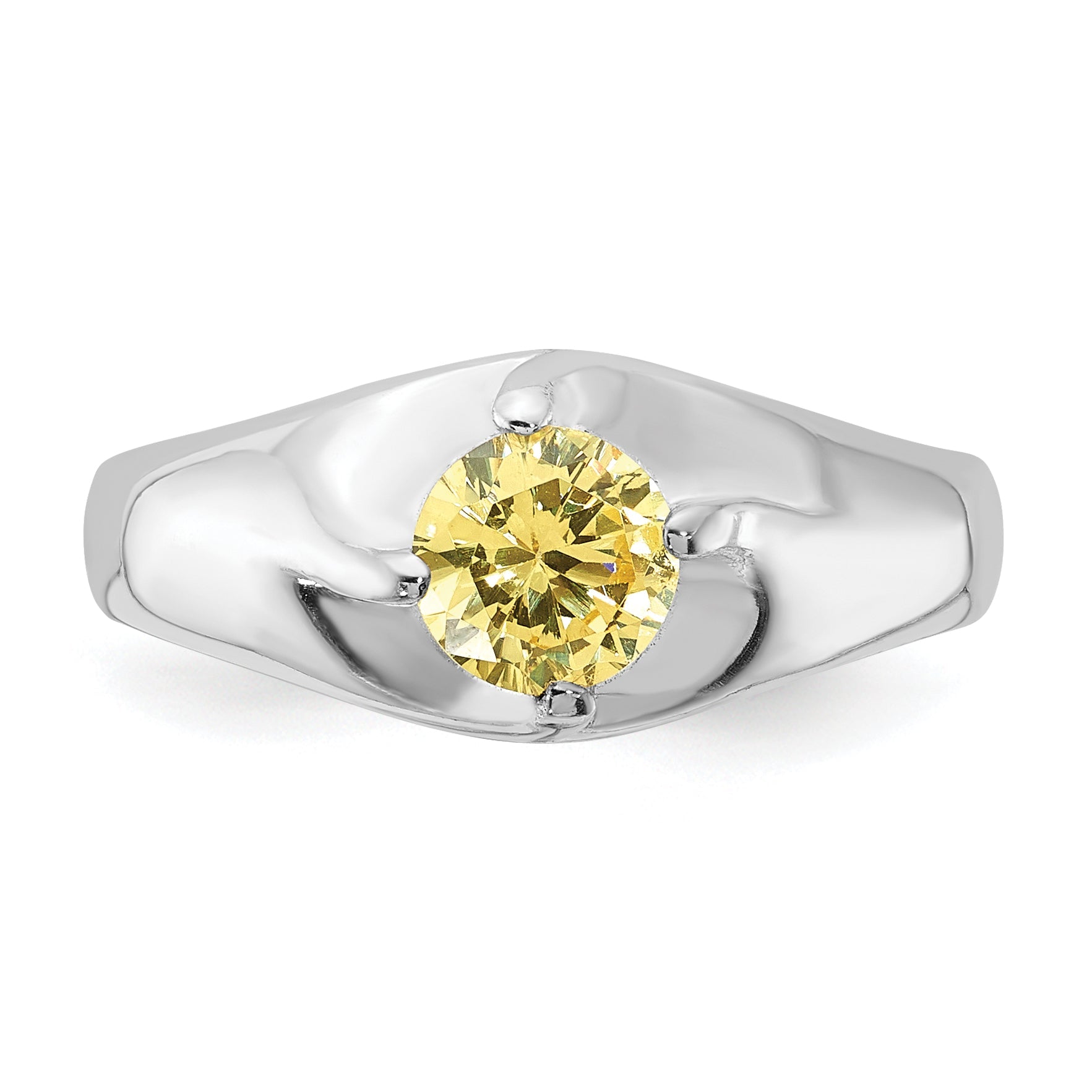 Sterlingsilber Gelb Rund Zirkonia Ring