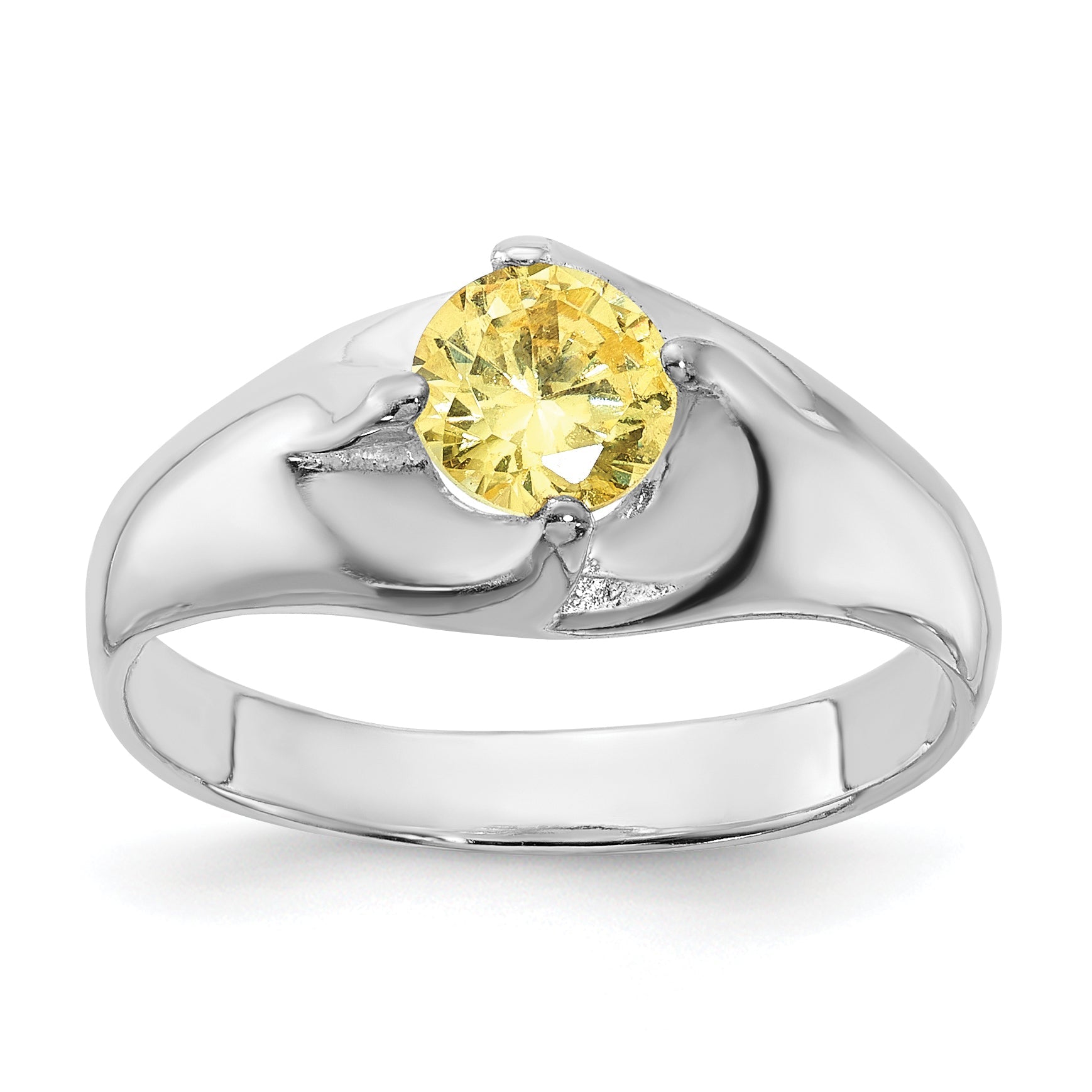 Sterlingsilber Gelb Rund Zirkonia Ring