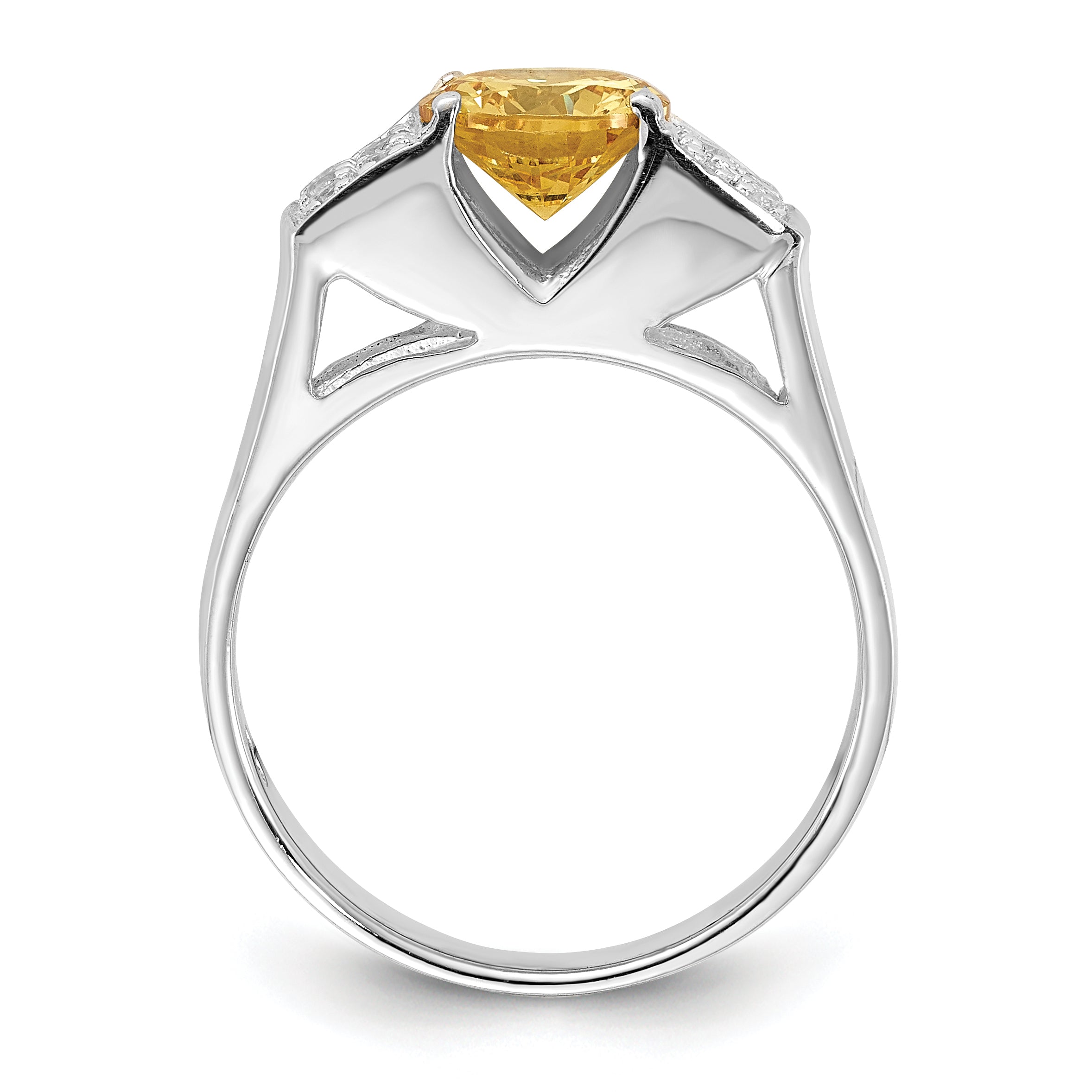 Sterlingsilber Gelb Rund Pavé‚äö Sides Zirkonia Ring