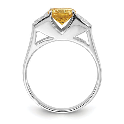 Sterlingsilber Gelb Rund Pavé‚äö Sides Zirkonia Ring