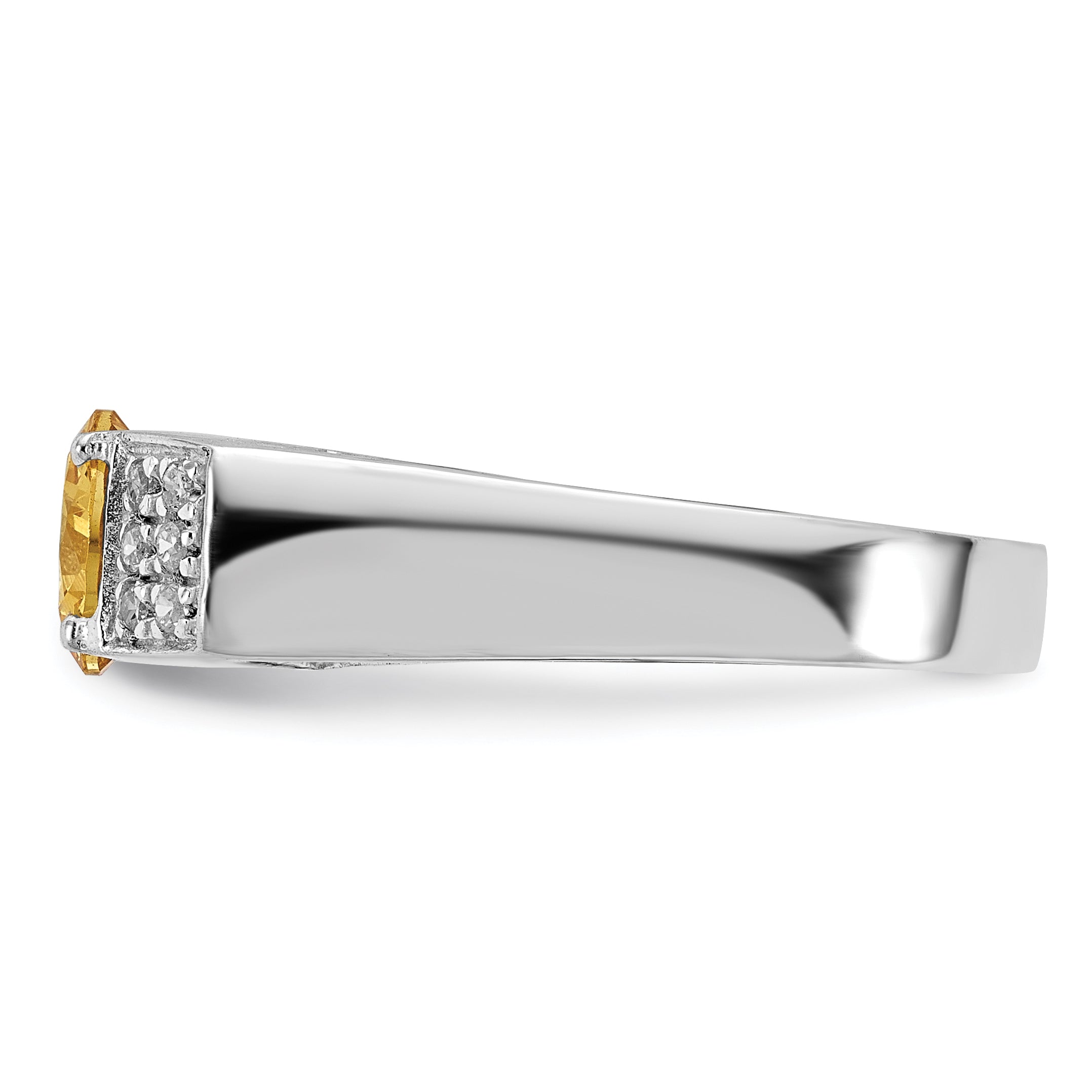 Sterlingsilber Gelb Rund Pavé‚äö Sides Zirkonia Ring