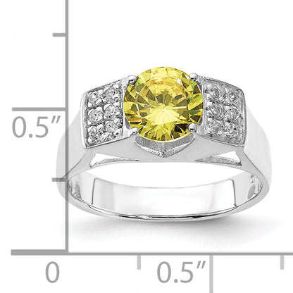 Sterlingsilber Gelb Rund Pavé‚äö Sides Zirkonia Ring