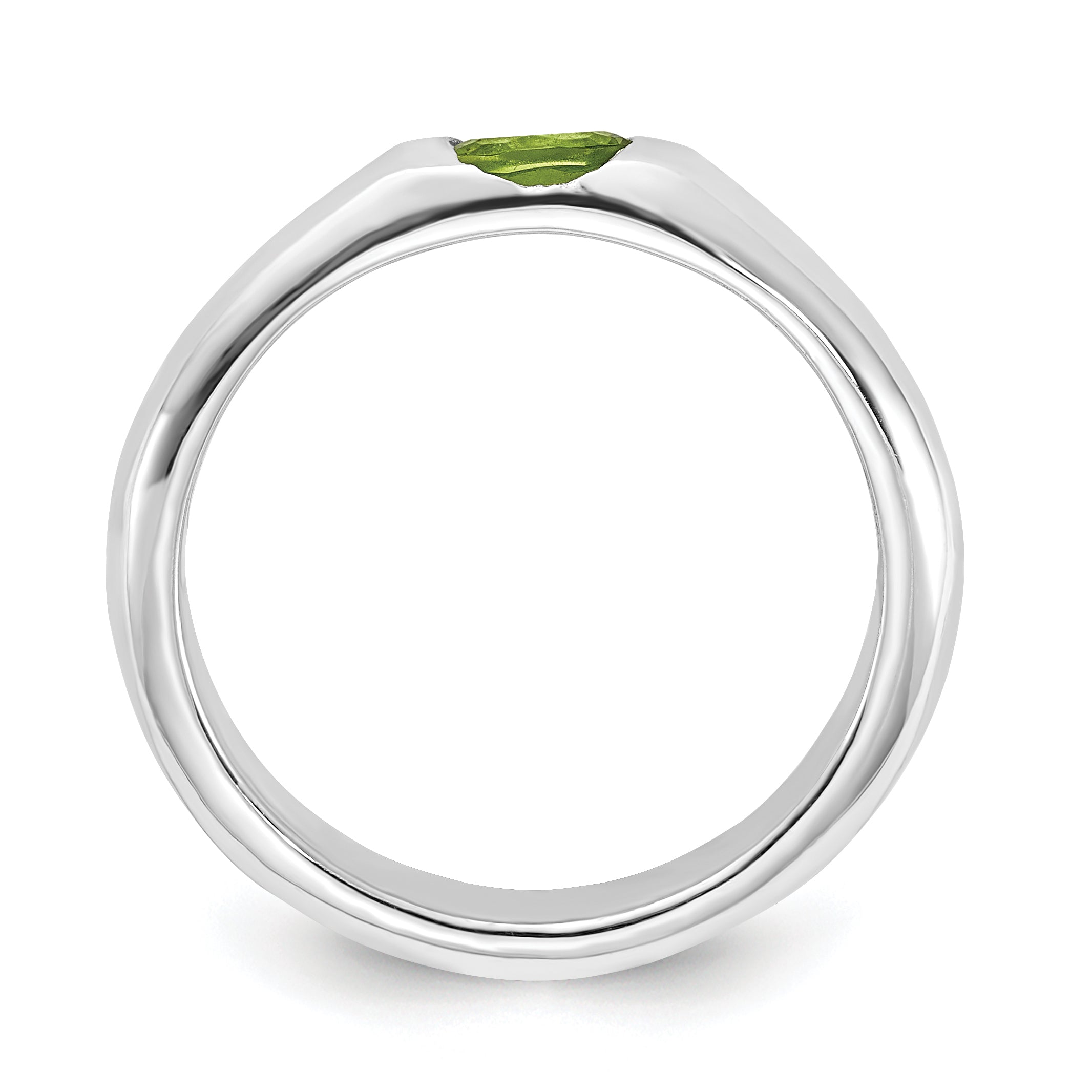 Sterlingsilber Lime Grün Oval Zirkonia Halb Zargenfassung Ring