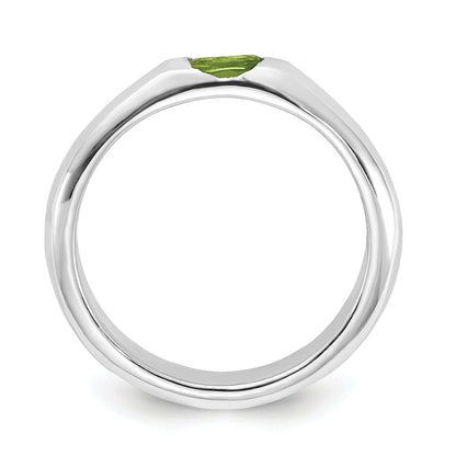 Sterlingsilber Lime Grün Oval Zirkonia Halb Zargenfassung Ring