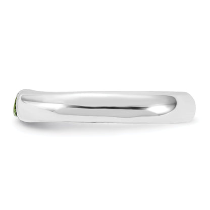 Sterlingsilber Lime Grün Oval Zirkonia Halb Zargenfassung Ring