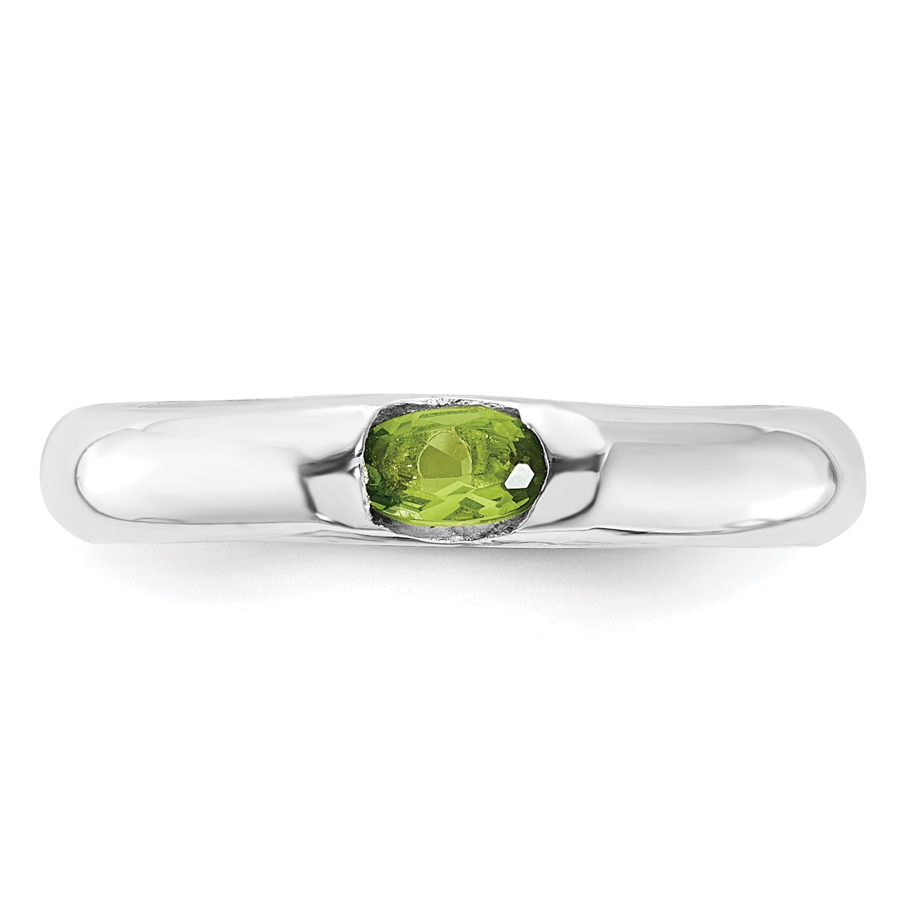 Sterlingsilber Lime Grün Oval Zirkonia Halb Zargenfassung Ring