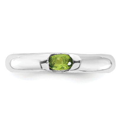 Sterlingsilber Lime Grün Oval Zirkonia Halb Zargenfassung Ring