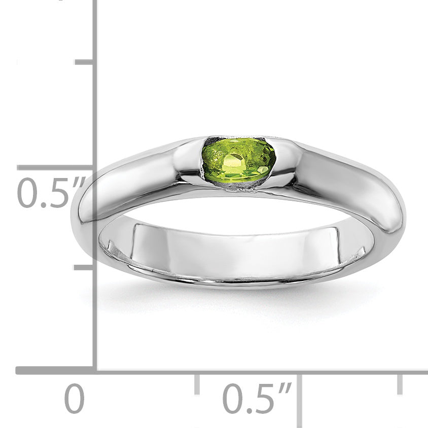 Sterlingsilber Lime Grün Oval Zirkonia Halb Zargenfassung Ring