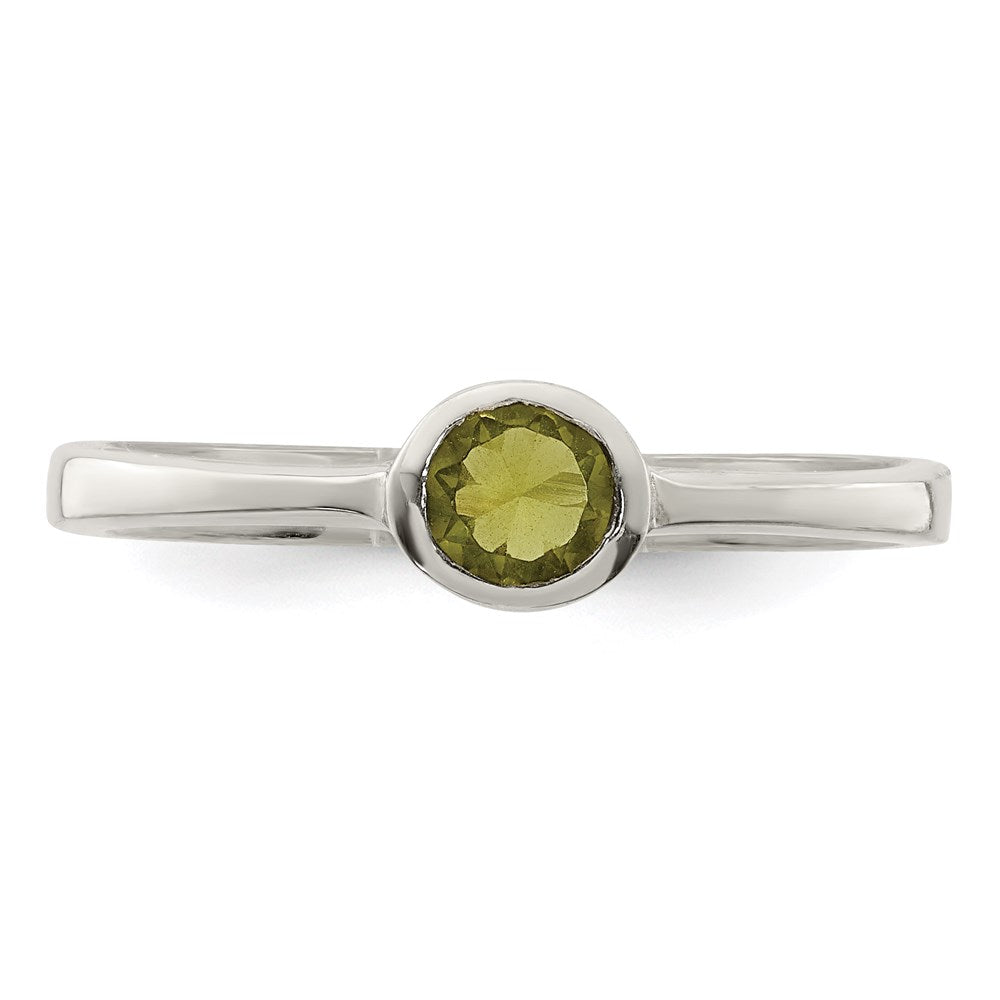 Sterlingsilber Lime Grün Rund Zargenfassung Zirkonia Ring