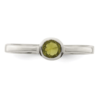 Sterlingsilber Lime Grün Rund Zargenfassung Zirkonia Ring