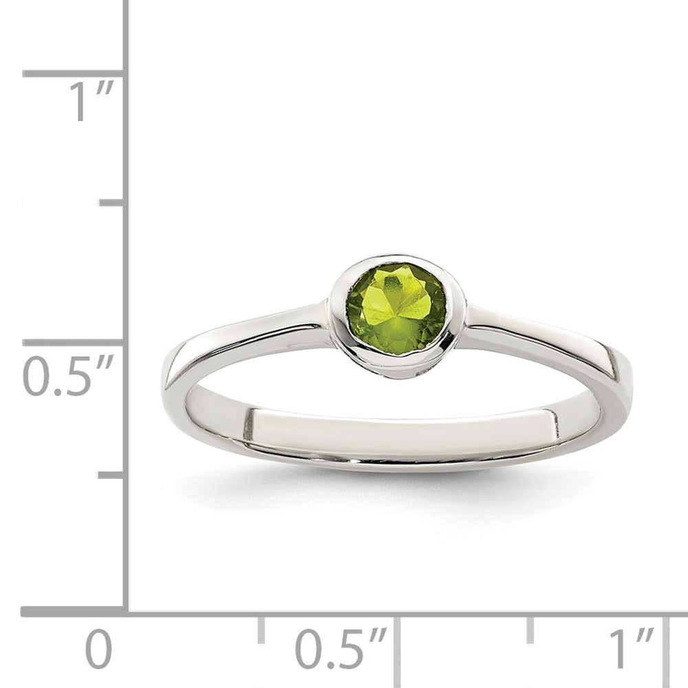 Sterlingsilber Lime Grün Rund Zargenfassung Zirkonia Ring