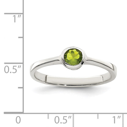 Sterlingsilber Lime Grün Rund Zargenfassung Zirkonia Ring