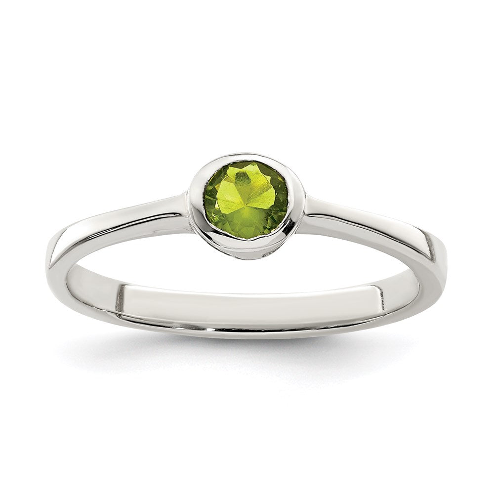 Sterlingsilber Lime Grün Rund Zargenfassung Zirkonia Ring